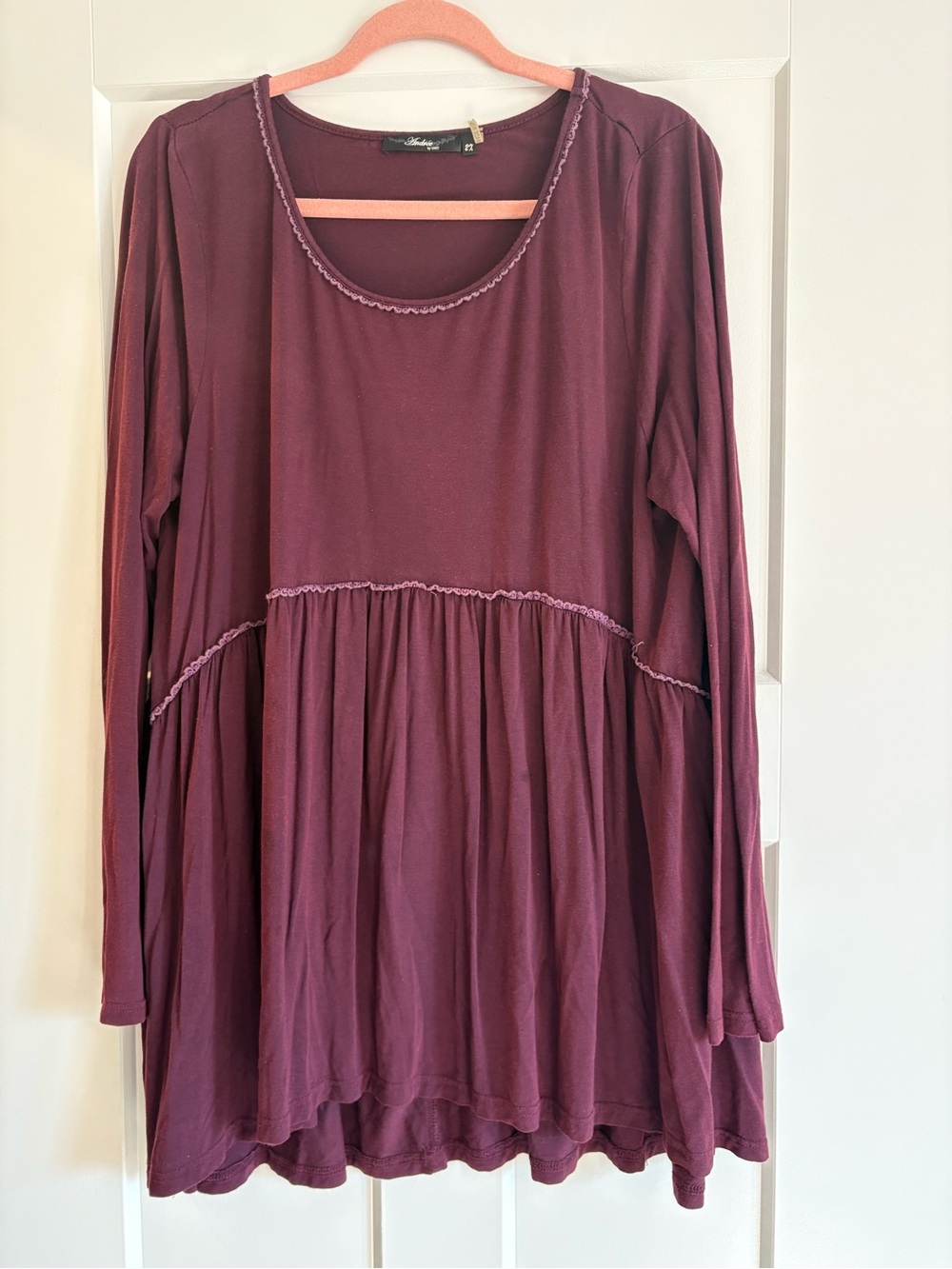 ANDREE BY UNIT Plum Peplum Long-Sleeve Tunic